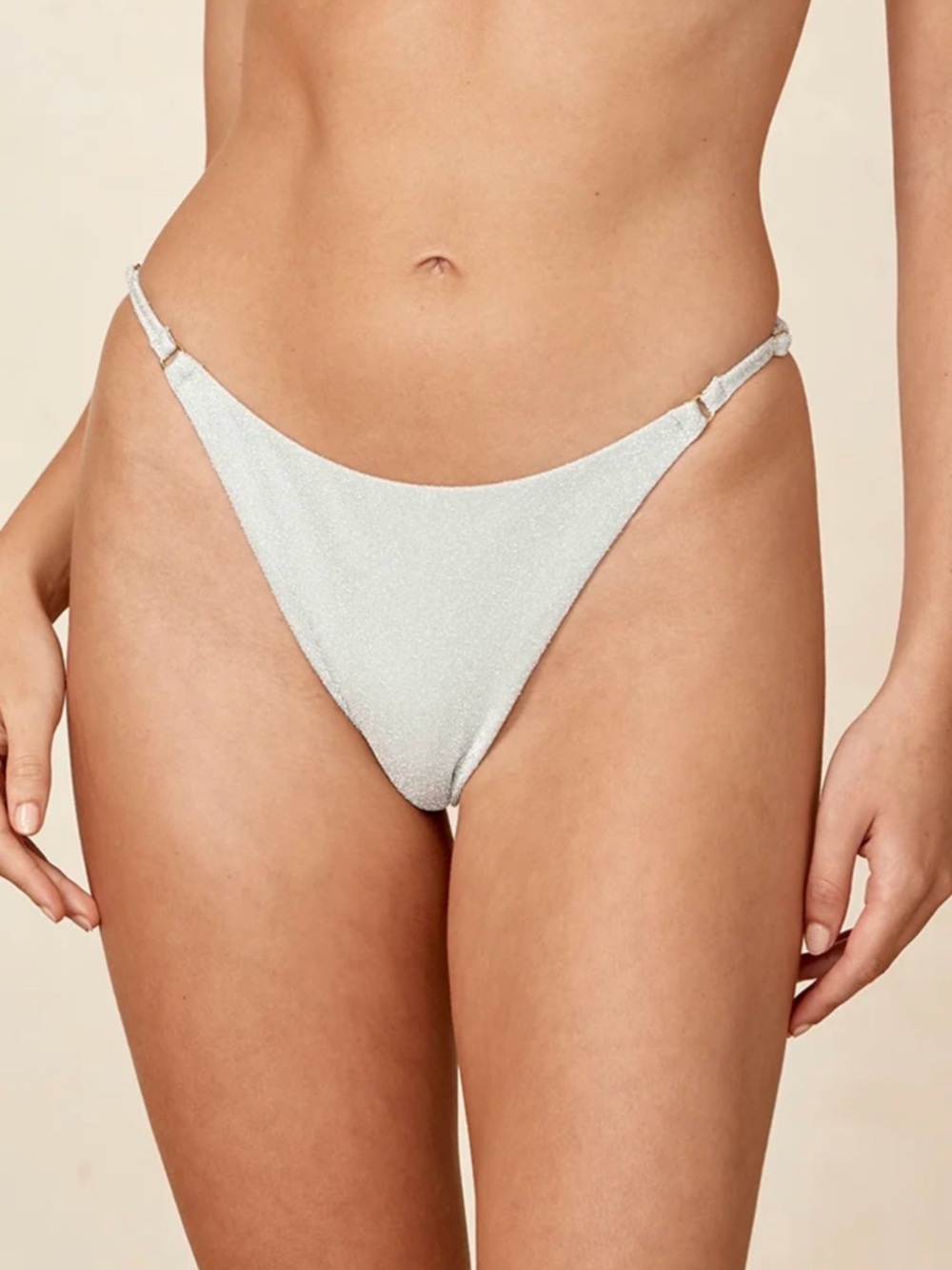 Monday Swimwear Capri Adjustable Bikini Bottoms Large Soft Silver Shimmer